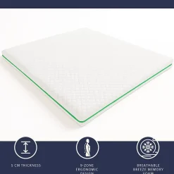 The White Stone Surmatelas 120x190 en Memory Foam Breeze à 9 Zones