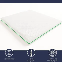 The White Stone Surmatelas 140x200 en Memory Foam Breeze à 9 Zones