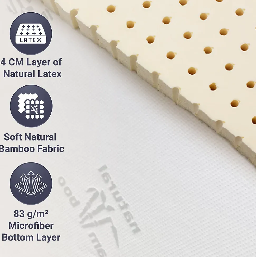 The White Stone Surmatelas 150x190 cm en Latex Naturel, Déhoussable 5 cm