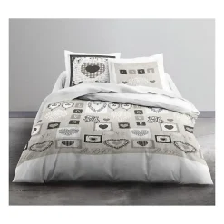 TODAY Parure de lit Coton 2 personnes - 240x260 cm - Imprimé Blanc Eden