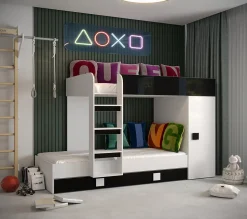 TOLEDO 2 Lit superposé 203,3/106,6/125 (blanc/noir)