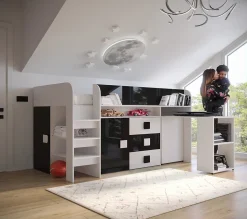 TOLEDO 1 Lit superposé 203,3/106,6/125 (blanc/noir)