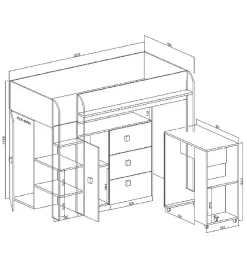 TOLEDO 1 Lit superposé 203,3/106,6/125 (blanc/gris)