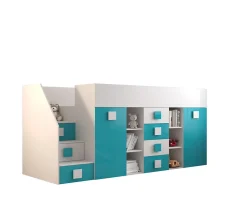 TOLEDO 3L Lit superposé 248,5/123/93 (blanc/turquoise)