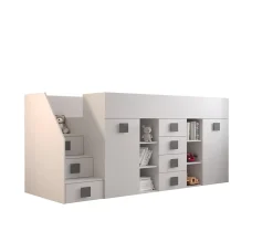 TOLEDO 3L Lit superposé 248,5/123/93 (blanc/blanc/gris)