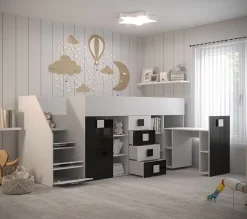 TOLEDO 3L Lit superposé 248,5/123/93 (blanc/blanc/gris)