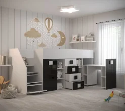 TOLEDO 3L Lit superposé 248,5/123/93 (blanc/blanc/turquoise)