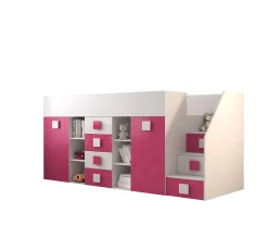 TOLEDO 3P Lit superposé 248,5/123/93 (blanc/rose)