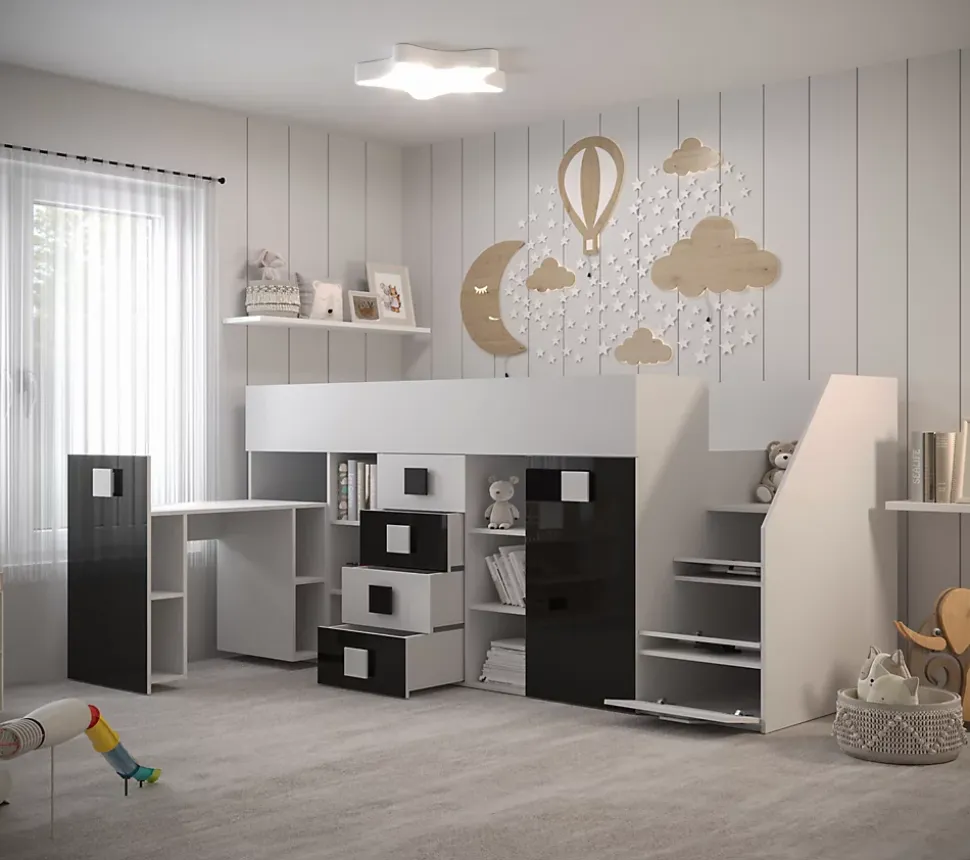 TOLEDO 3P Lit superposé 248,5/123/93 (blanc/turquoise)