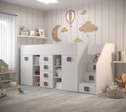 TOLEDO 3P Lit superposé 248,5/123/93 (blanc/blanc/gris)