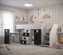 TOLEDO 3P Lit superposé 248,5/123/93 (blanc/blanc/rose)