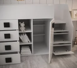 TOLEDO 3P Lit superposé 248,5/123/93 (blanc/blanc/rose)