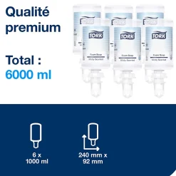 Tork Savon mousse Mains - Senteur douce S4, réduit la consommation, 6 x 1000 ml, 520501
