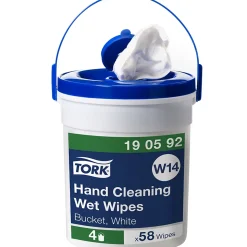 Tork Seau de Lingettes humides pour Nettoyage des mains blanc W14, sans parfum, 1 x 58 lingettes,190592