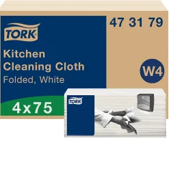 Tork Torchon pour Cuisine blanc W4, Ultra-absorbant, 4 x 75 chiffons, 473179