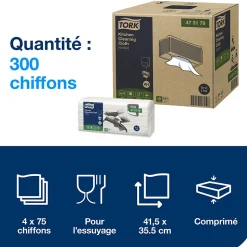 Tork Torchon pour Cuisine blanc W4, Ultra-absorbant, 4 x 75 chiffons, 473179