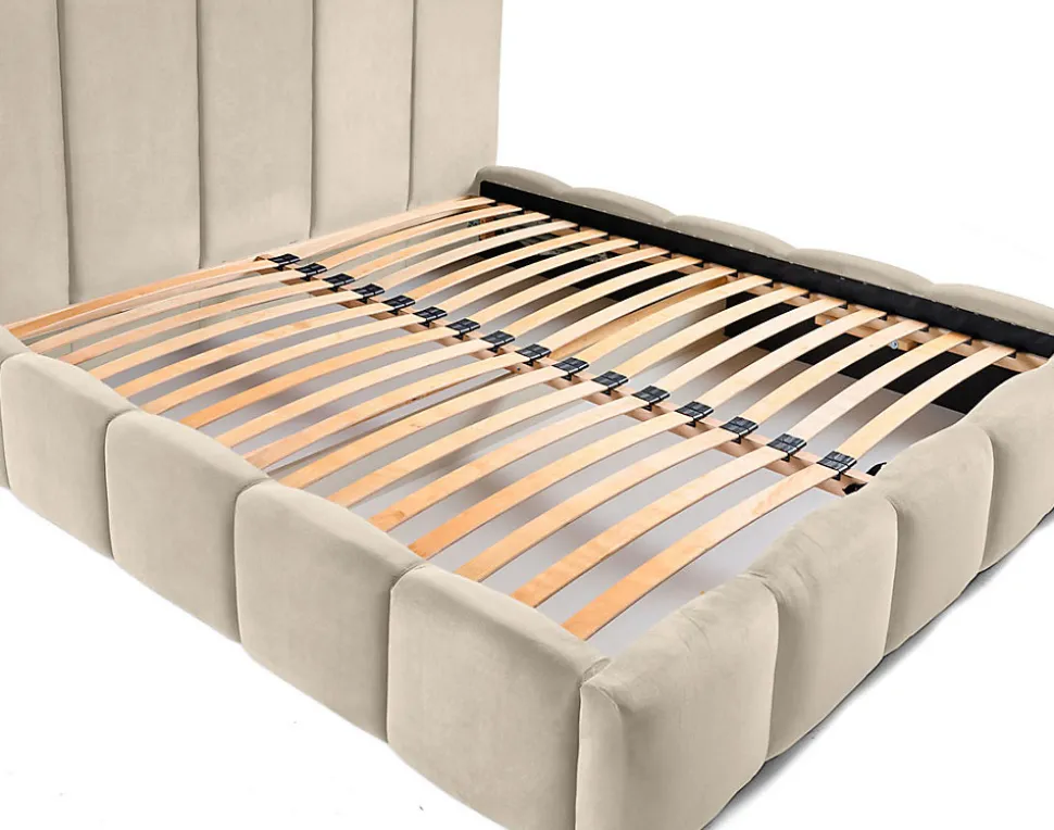 Torreon - lit coffre - 180x200 - sommier inclus - en velours - Best Mobilier