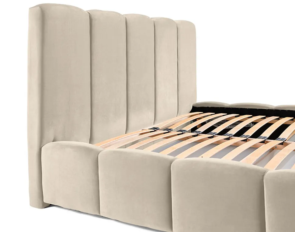 Torreon - lit coffre - 180x200 - sommier inclus - en velours - Best Mobilier