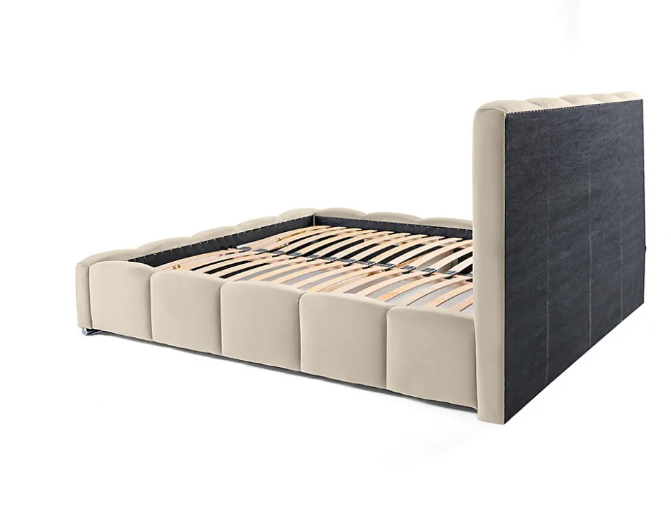 Torreon - lit coffre - 180x200 - sommier inclus - en velours - Best Mobilier