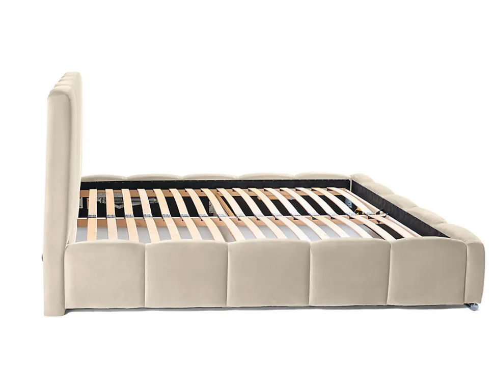 Torreon - lit coffre - 180x200 - sommier inclus - en velours - Best Mobilier