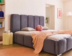 Torreon - lit coffre - 140x200 - sommier inclus - en velours - Best Mobilier