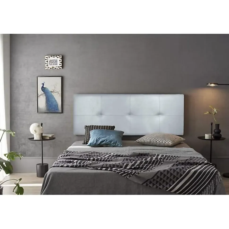 Tête de lit - Cala - Similicuir argenté - 145 cm - Rembourrage en mousse HR - Fabriqué en Espagne