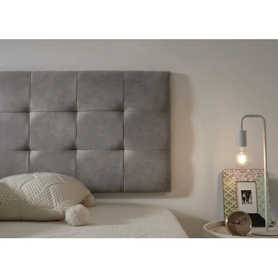 Tête de lit 105 Capitone Damier Tissu Anti-Tache 112x57x5cm Gris. ECCOX
