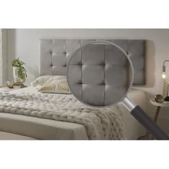 Tête de lit 105 Capitone Damier Tissu Anti-Tache 112x57x5cm Gris. ECCOX