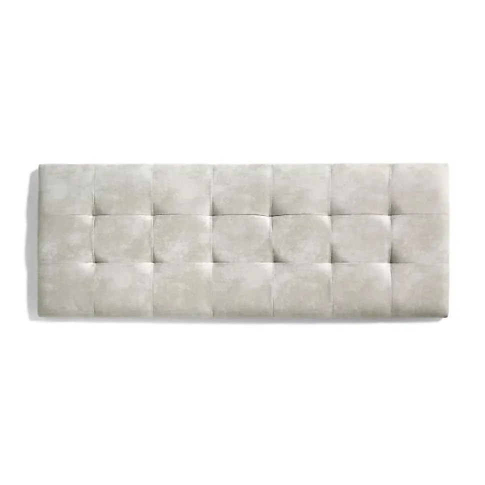 Tête de lit 135 Capitone Damier Tissu Anti-Tache 152x57x5cm Effet Granit Blanc Casssé. ECCOX
