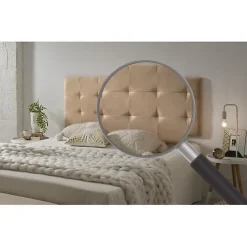 Tête de lit 80 Capitone Damier Tissu Anti-Tache 112x57x5cm Camel Clair. ECCOX