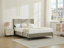 Tête de lit 140 cm - Velours - Taupe - HERMINE