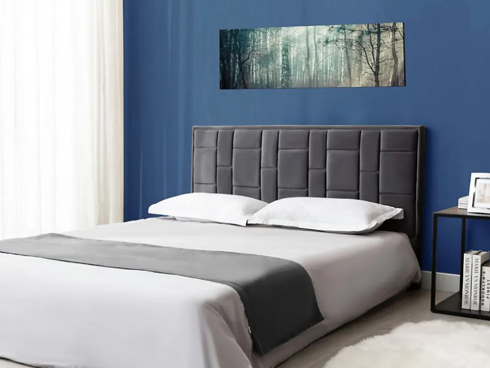 Tête de lit 140 cm - Velours - Gris foncé - HERMINE