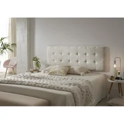 Tête de lit - ECCOX - 105 Capitone - Tissu Anti-Tache - 112x57x5cm - Blanc Granit Cassé