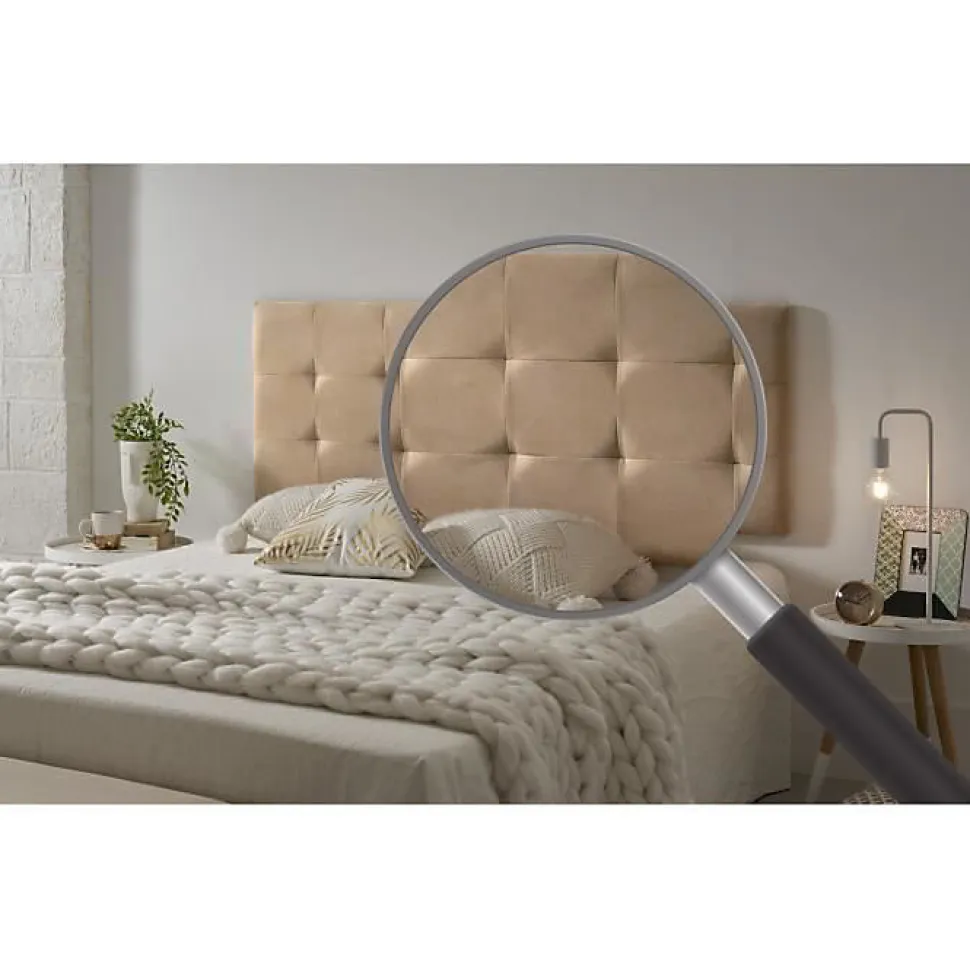 Tête de lit - ECCOX - 105 Capitone - Tissu Anti-Tache - 112x57x5cm - Camel Clair