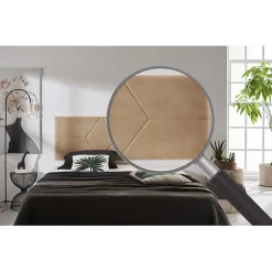 Tête de lit - ECCOX - 112 x 57 cm - Tissu Anti-Tache - Design Contemporain - Couleur Camel
