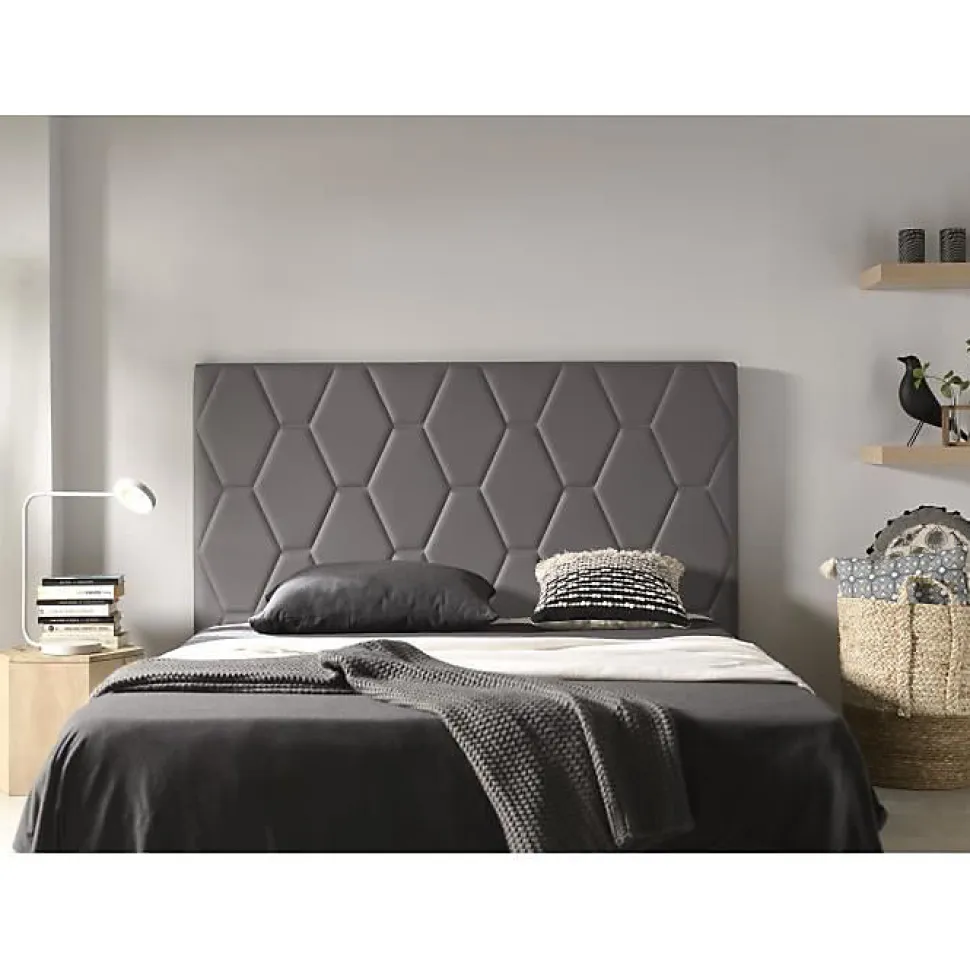 Tête de lit - ECCOX - Agata - Similicuir gris - Style scandinave - Fabrication espagnole