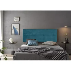 Tête de lit - ECCOX - Cala - Tissu bleu - 220 cm - Rembourrage en mousse HR