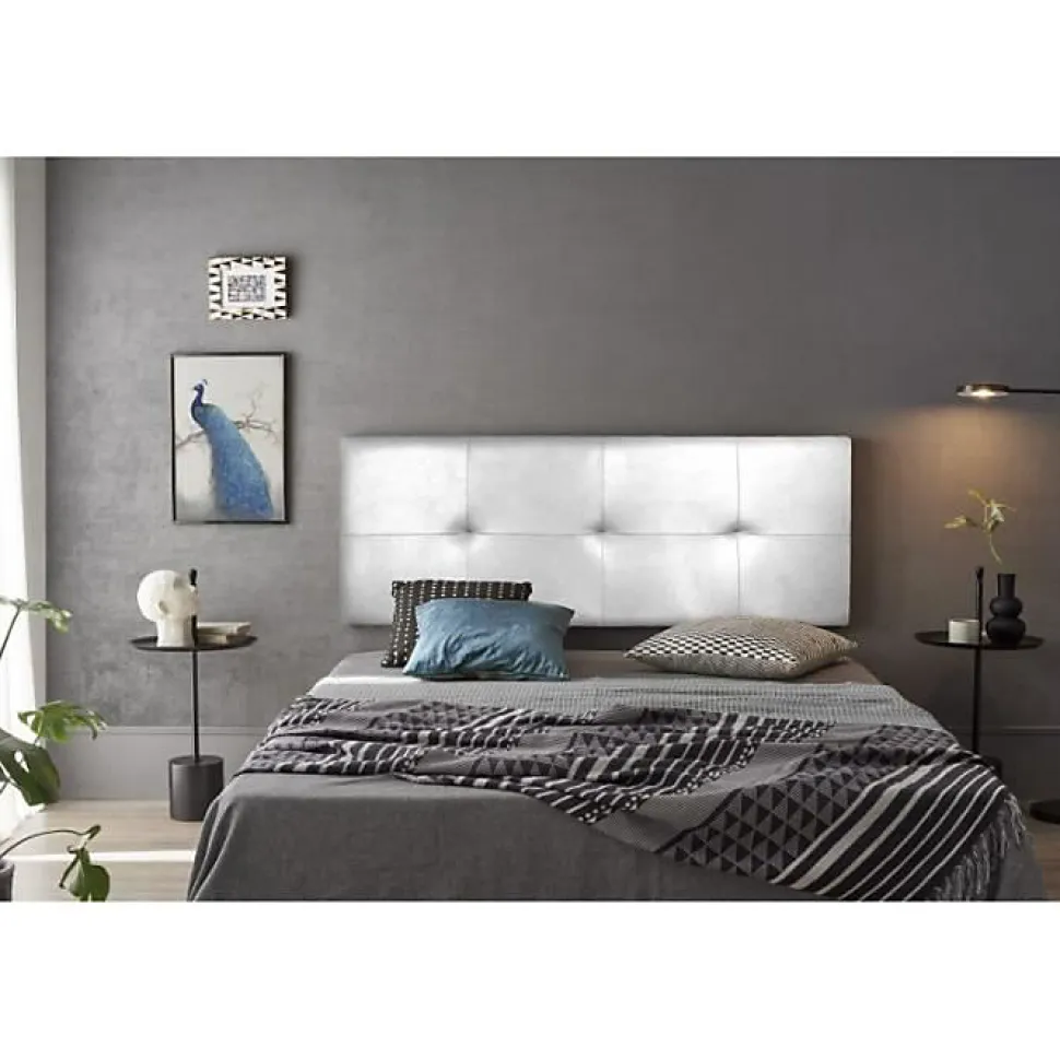 Tête de lit - ECCOX - Cala - Similicuir blanc - 160 cm - Rembourrage en mousse HR