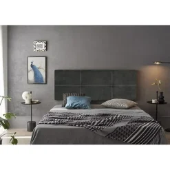 Tête de lit - ECCOX - Dalia - Tissu Aqualine Gris - 130 cm - Rembourrée et élégante