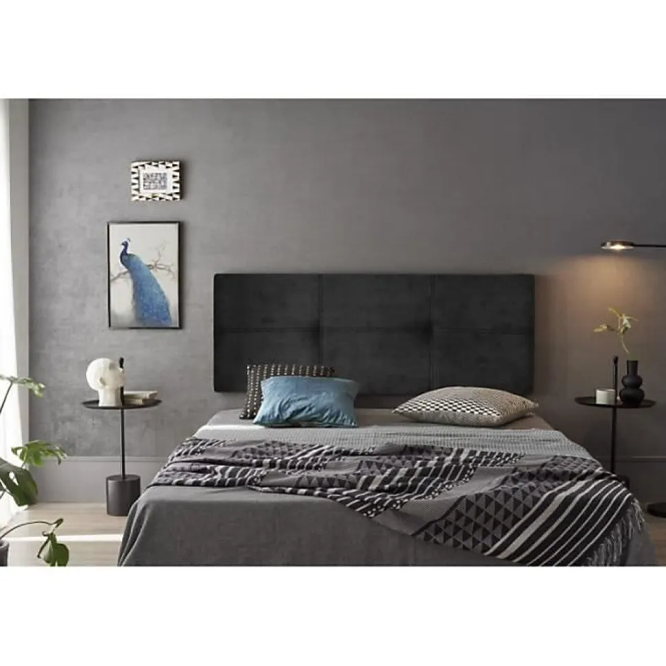 Tête de lit - ECCOX - Dalia - Tissu Aqualine Noir - 160 cm - Rembourrée - Design contemporain