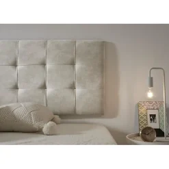 Tête de lit - ECCOX - 112x57cm - Tissu Anti-Tache - Design Contemporain - Effet Granit Blanc Casse