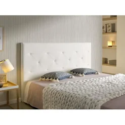 Tête de lit - ECCOX - Zafiro - Similicuir blanc - 115x115x8 cm - Aquaclean antitache