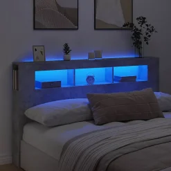 Tête de lit à LED gris béton 180x18,5x103,5cm bois d'ingénierie vidaXL