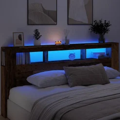 Tête de lit à LED vieux bois 220x18,5x103,5cm bois d'ingénierie vidaXL