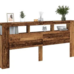 Tête de lit à LED vieux bois 220x18,5x103,5cm bois d'ingénierie vidaXL