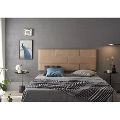 Tête de lit 80 Mur de Briques Tissu Anti-Tache 112x57x5cm Camel Clair. ECCOX