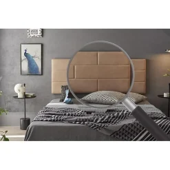 Tête de lit 80 Mur de Briques Tissu Anti-Tache 112x57x5cm Camel Clair. ECCOX