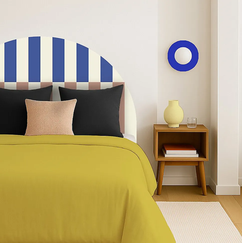 Tête de lit - Rythmo - intissé 225g/m² - pré-encollé - Bleu - 110x160cm