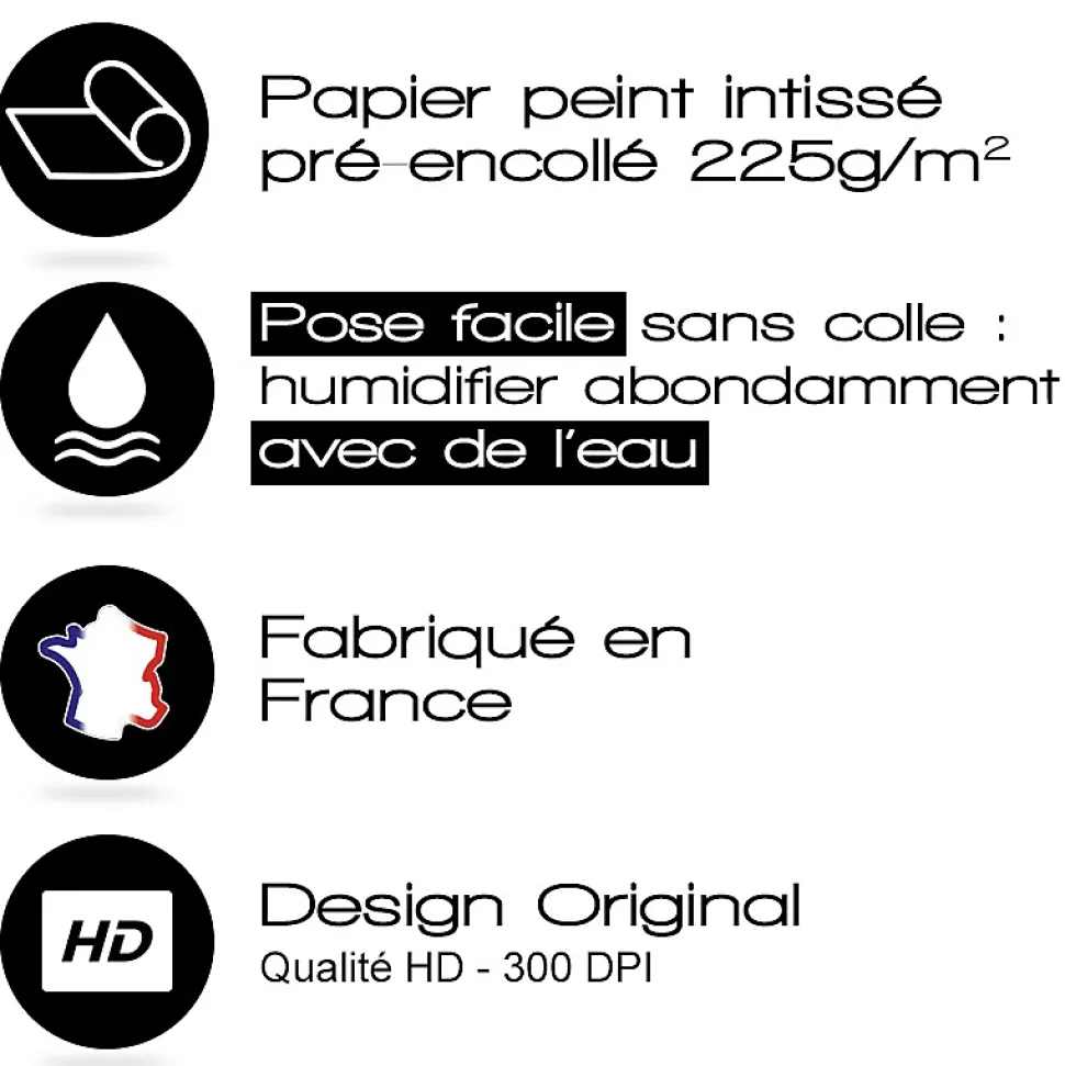 Tête de lit - Rythmo - intissé 225g/m² - pré-encollé - Violet - 110x160cm