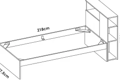 Tête de lit + structure de lit en bois coloris blanc - Longueur 218 x Profondeur 97,50 x Hauteur 95 cm
